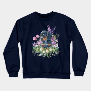 Wild Flower Dachshund Puppy Crewneck Sweatshirt